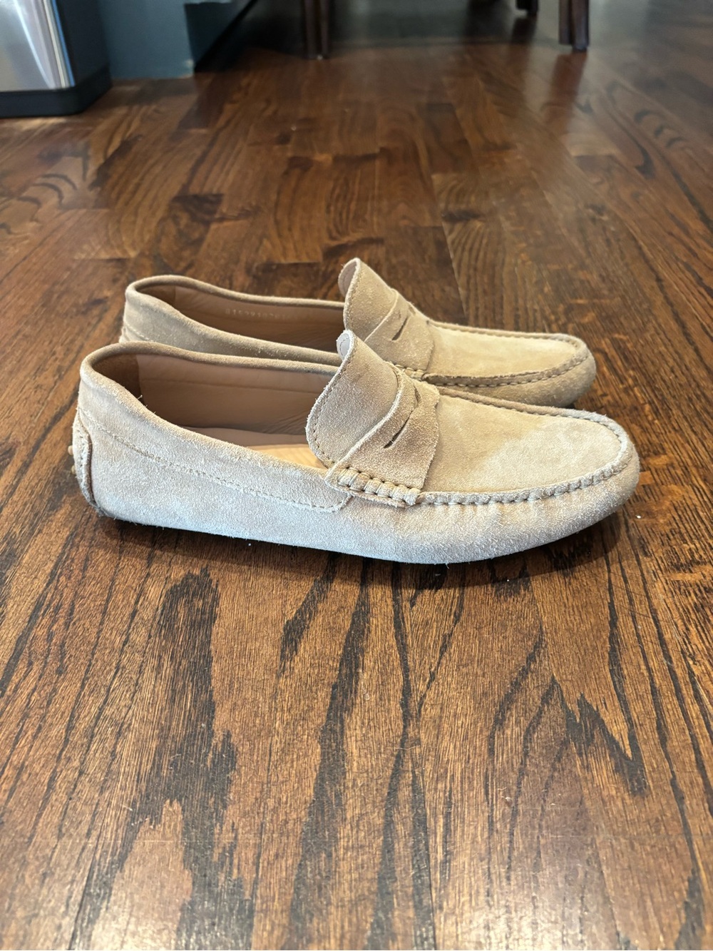 Men's Suede Jack Erwin Penny Loafers in Light Beige